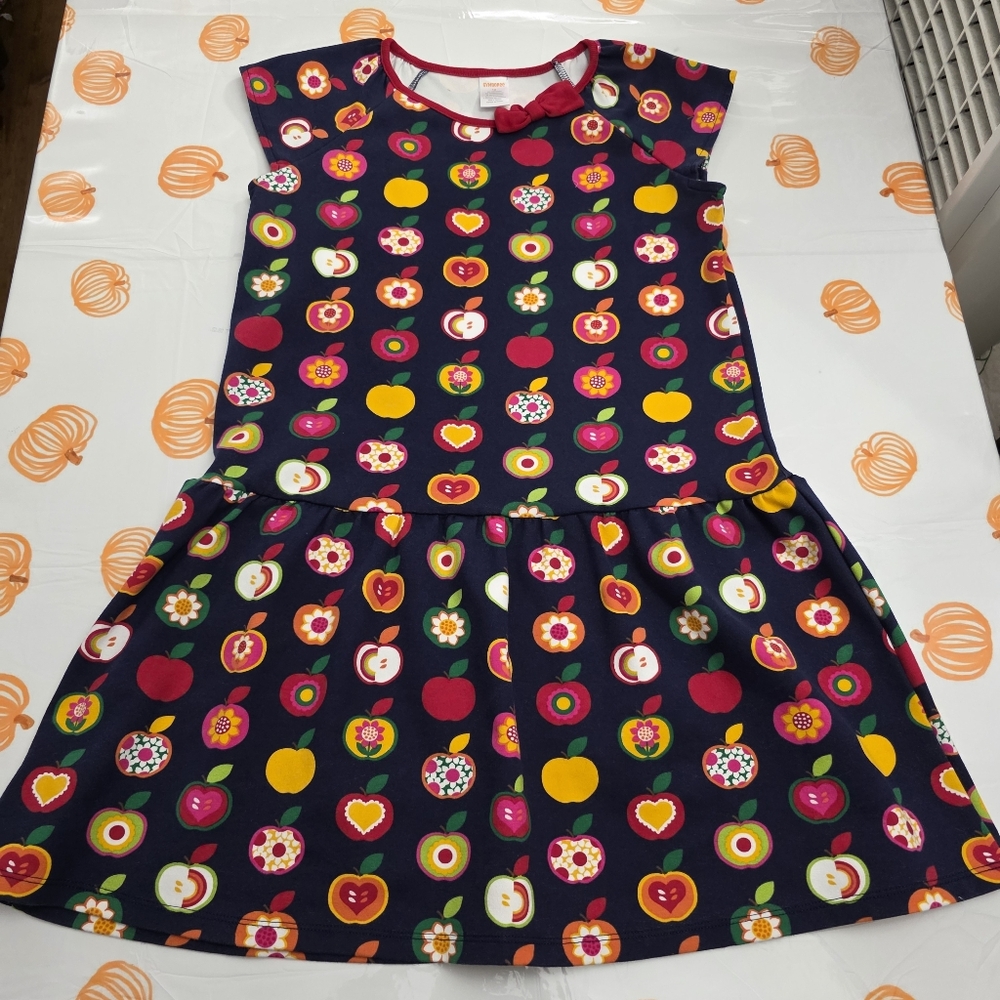 Gymboree Girls Apple Orchard & Floral Flowers Fall Autumn Peplum Dress Size 12 - Picture 1 of 6